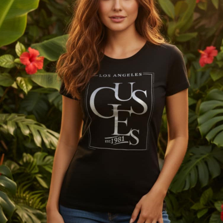 Тениска със сребърен принт GS2093 - FashionVibe