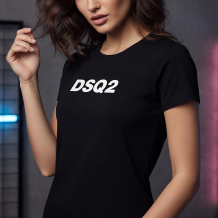 Тениска с велурен принт DSQ36