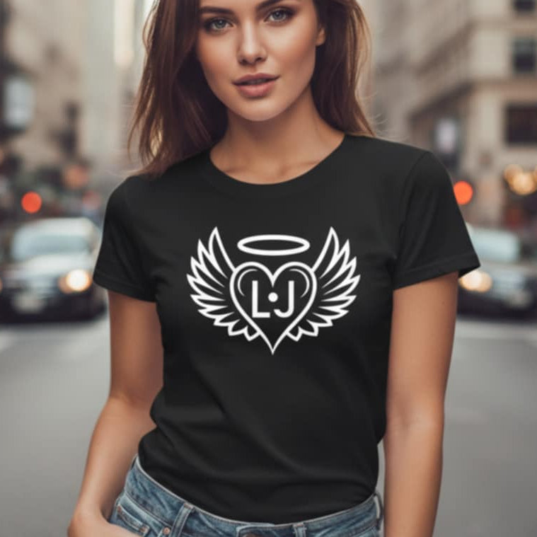 Тениска с бял велурен принт LJ3026 - FashionVibe