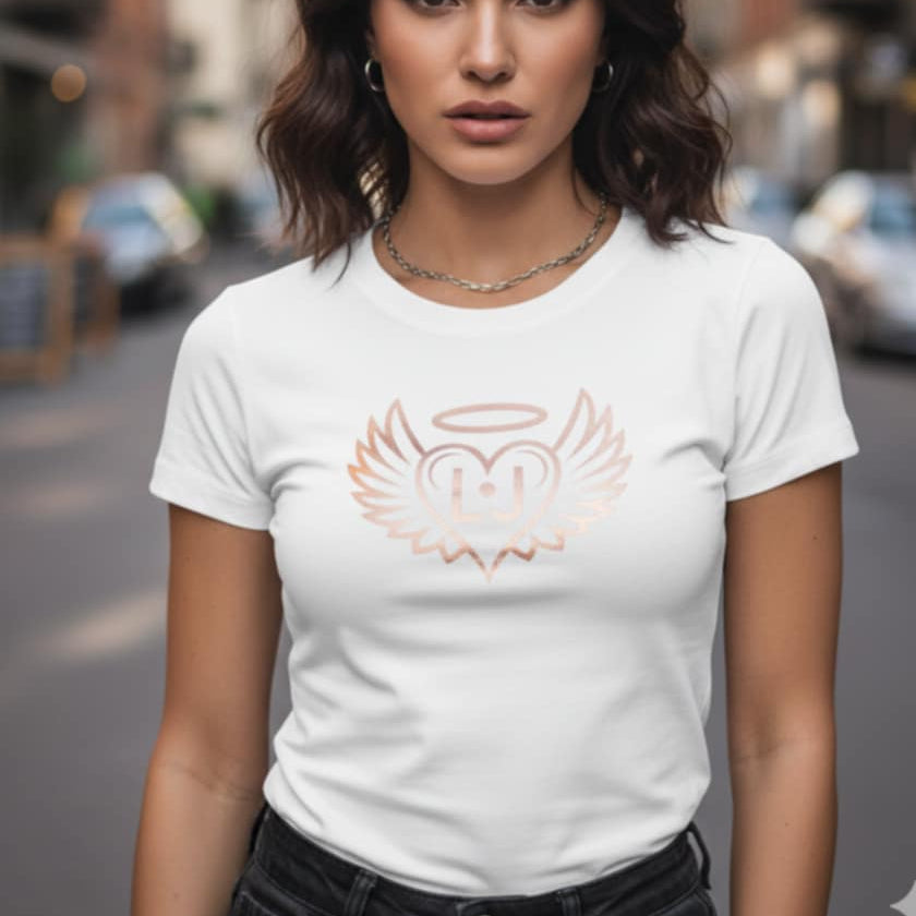 Тениска с розово златен принт LJ3029 - FashionVibe