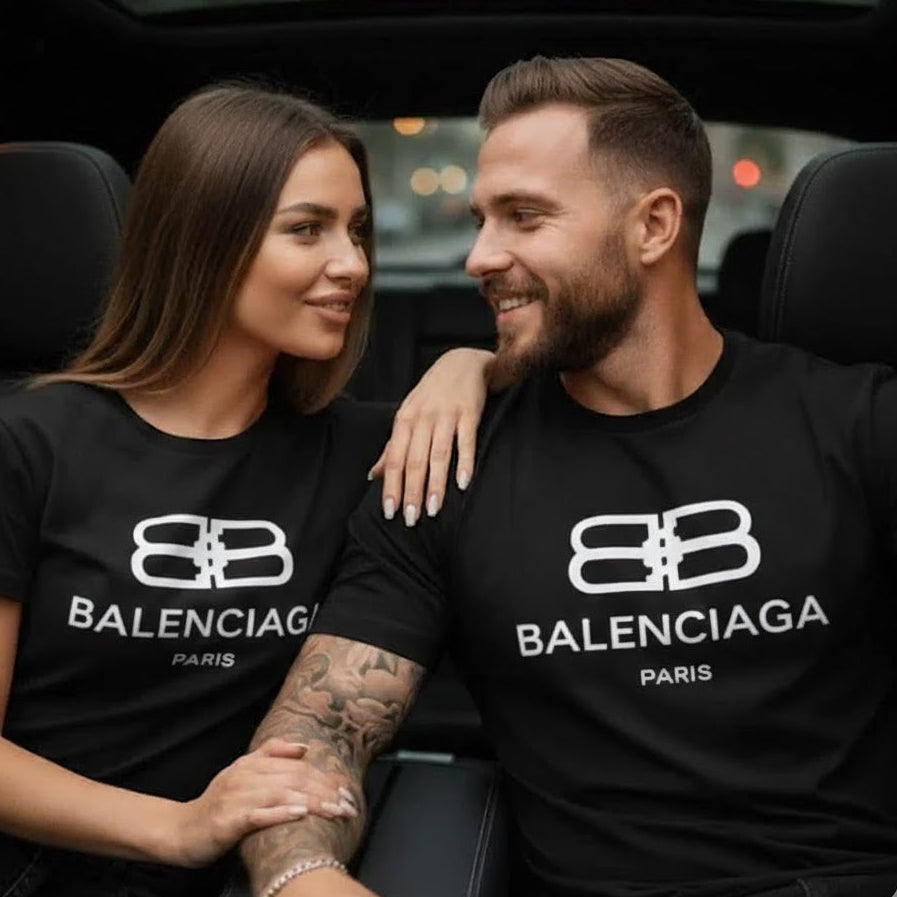 Тениски за двойки с велурен принт 40 - FashionVibe